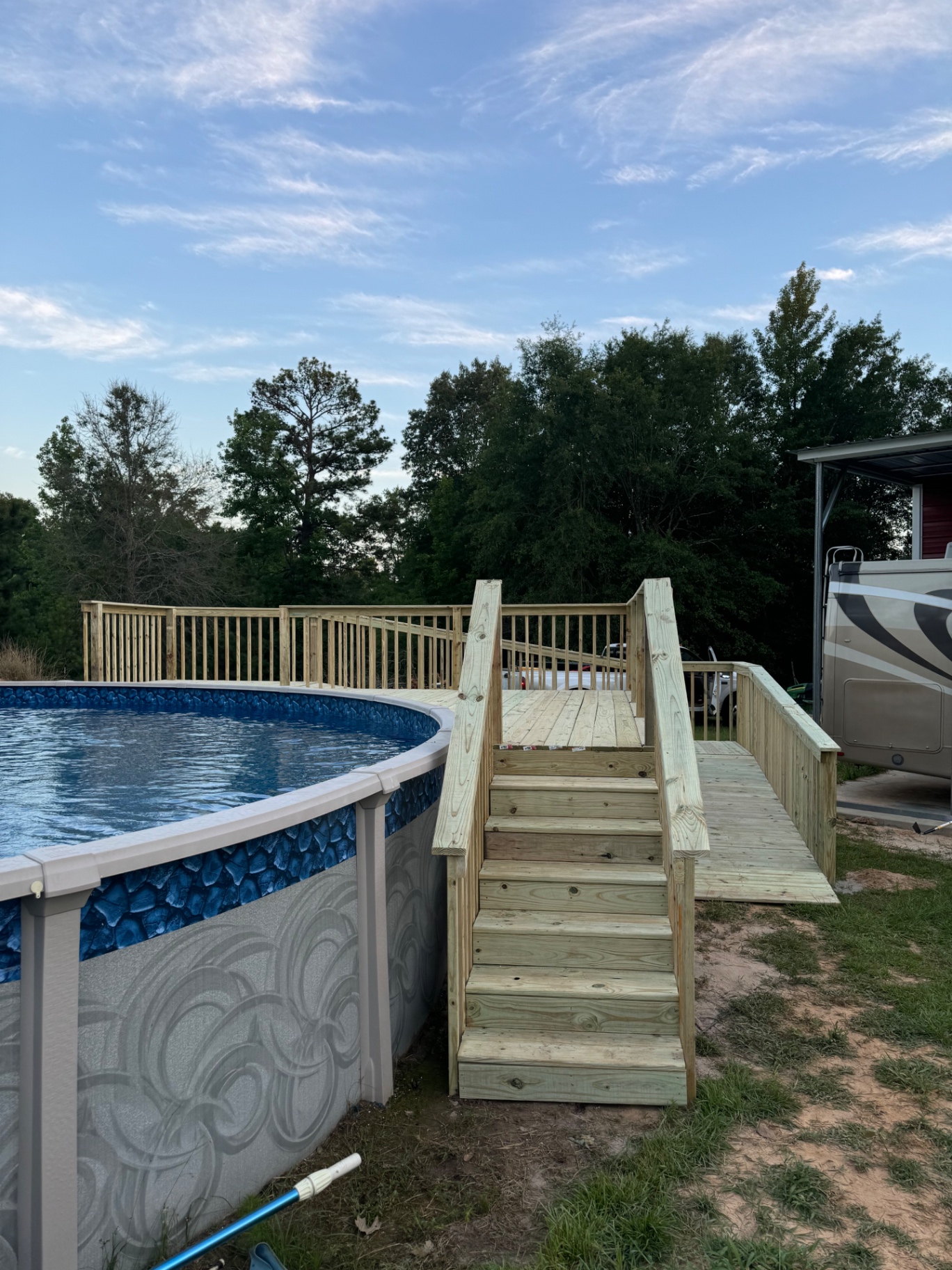 Pool deck with stairs